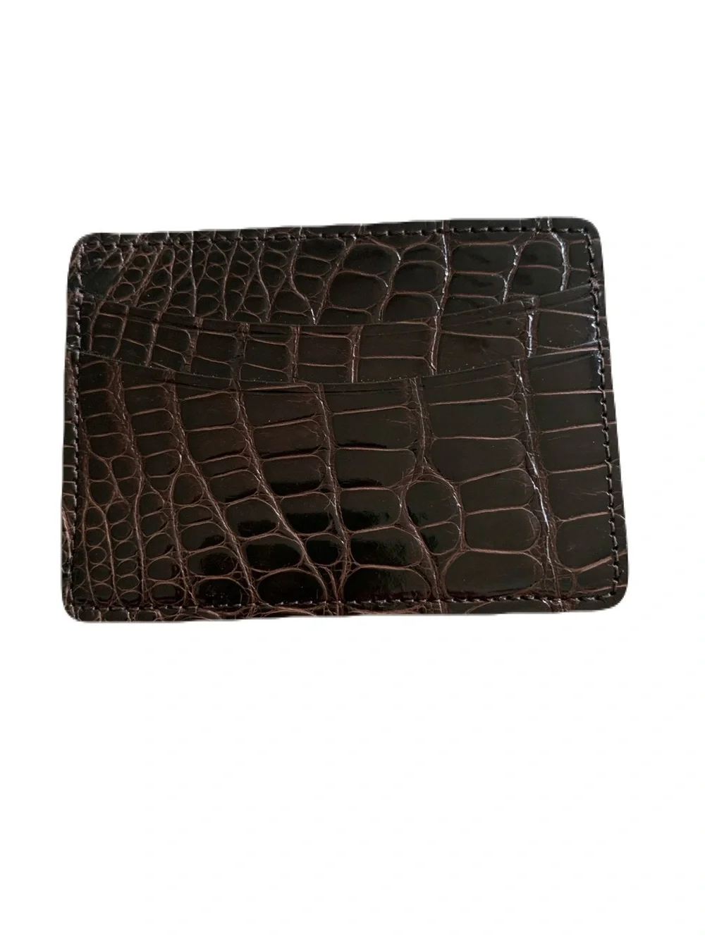 Made in USA Men’s Alligator Leather Sports Money Clip Credit Business Card Case